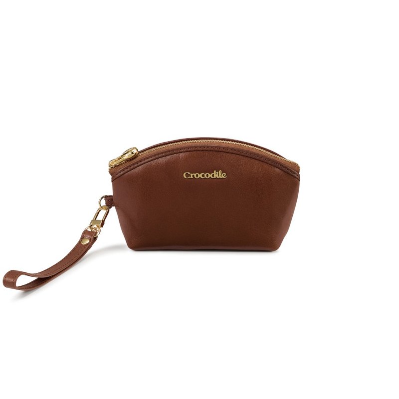 24H出货 Crocodile 真皮零钱包/附手挽带 意大利植鞣革 交换礼物 - 皮夹/钱包 - 真皮 咖啡色