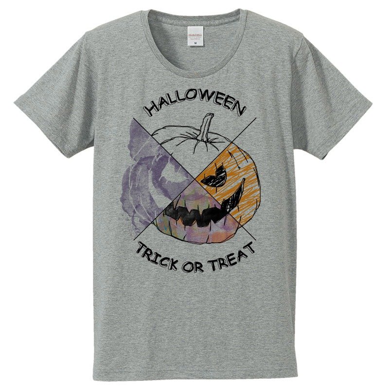 T-shirt / Halloween pumpkin 2 - 男装上衣/T 恤 - 棉．麻 灰色