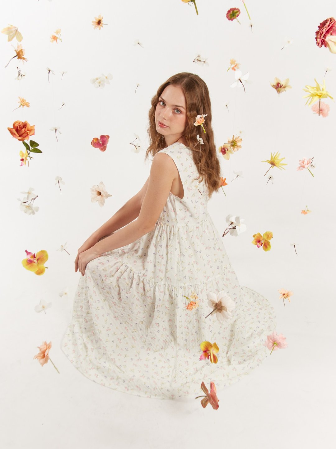 BIRUCHU BLOOM DRESS : 白色纯棉长洋装 - 洋装/连衣裙 - 棉．麻 白色