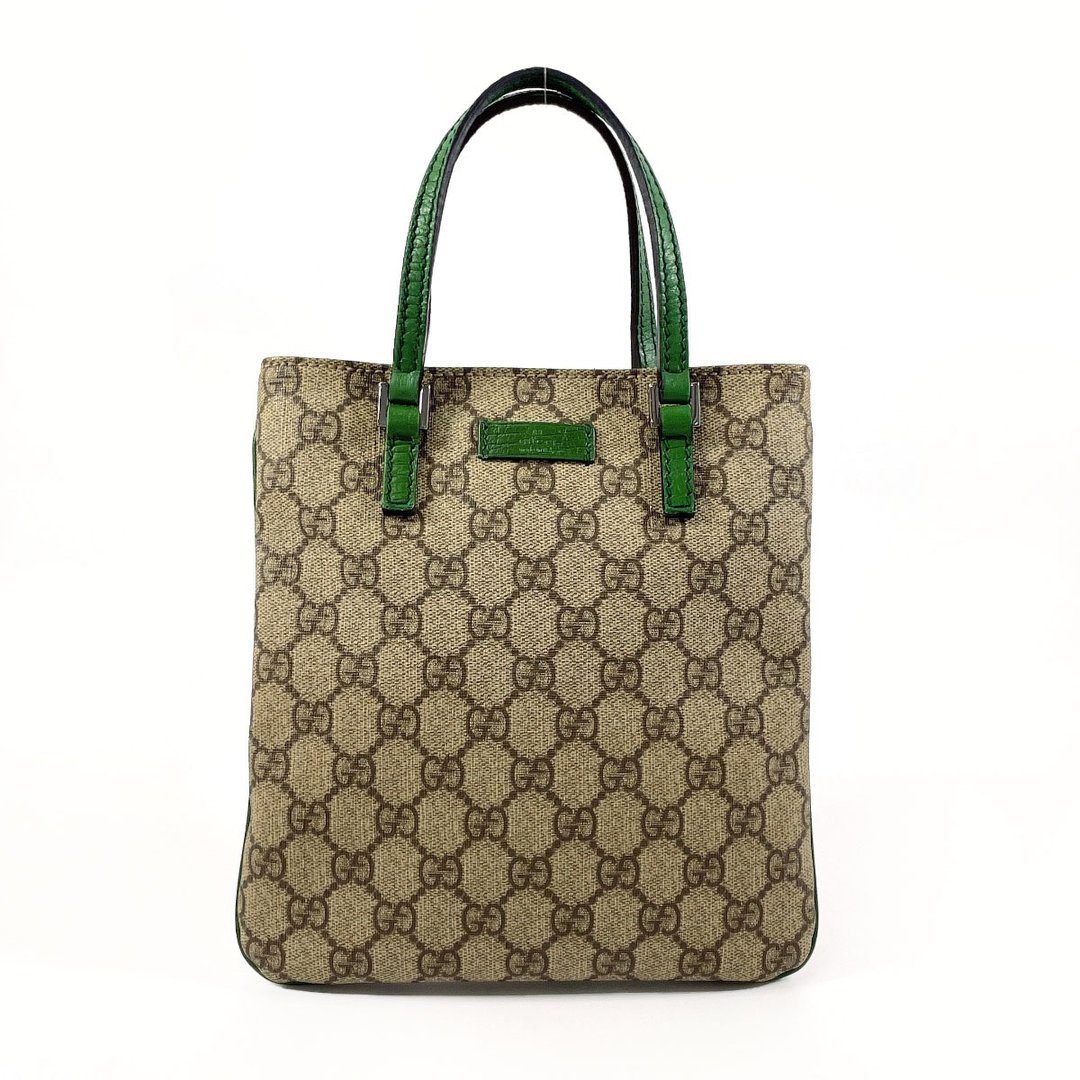 [日本直销，二手，状况良好] Gucci 手提包 114600 迷你托特包 GG Supreme 帆布/皮革米色/绿 - 手提包/手提袋 - 其他材质 咖啡色