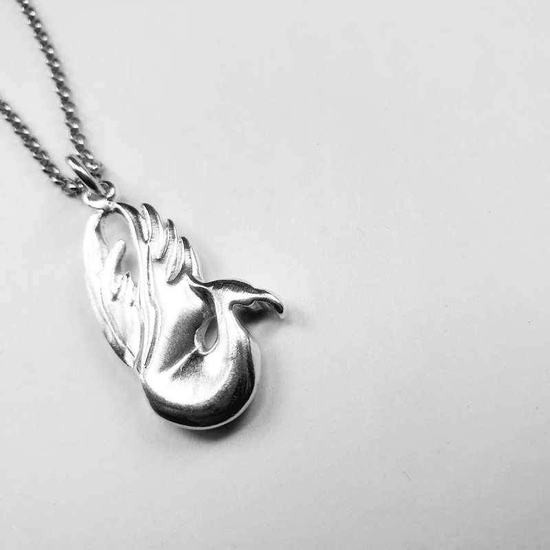 Z52纯银鹤造型(可敲字)925纯银项链.定制英文字母数字.御匠敲饰 - 项链 - 纯银 银色