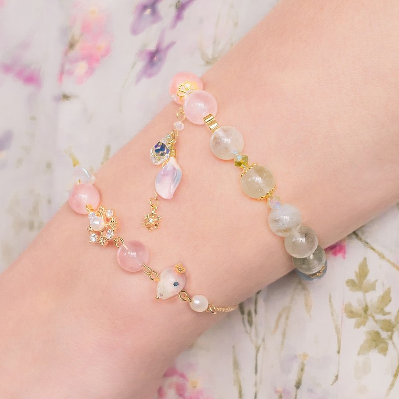 AURORA: 极光祈愿雪花摩根石手链(配可拆式花瓣吊咀) - 手工饰品 - 手链/手环 - 水晶 多色