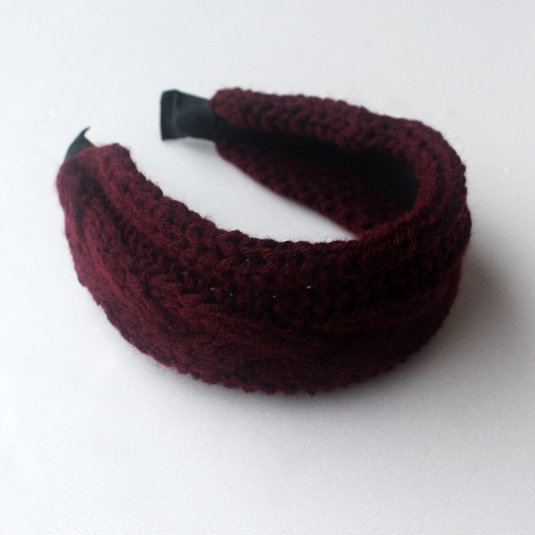 Wine Knitted Headband,Knitting Headband,No SLIP / NO headache / No hard - 发带/发箍 - 羊毛 红色