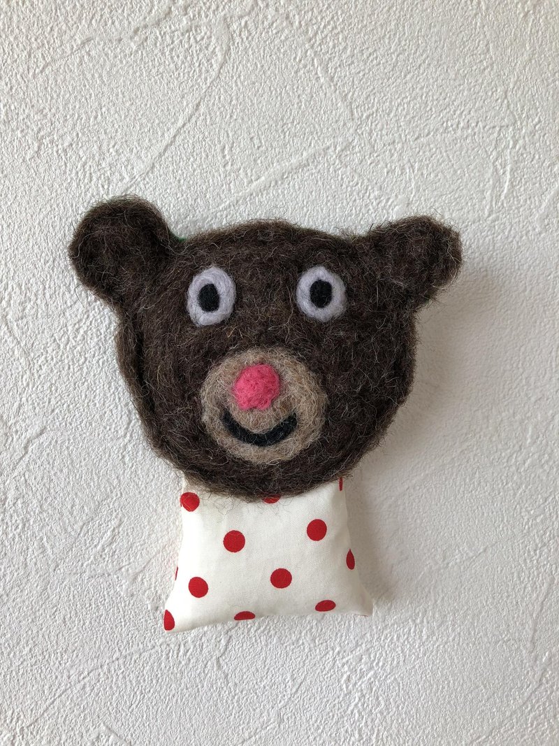 Bear brooch brown - 胸针 - 羊毛 咖啡色