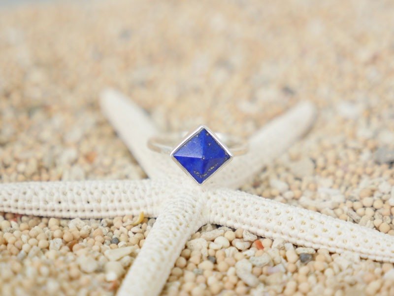 Lapis lazuli silver ring - 戒指 - 石头 蓝色