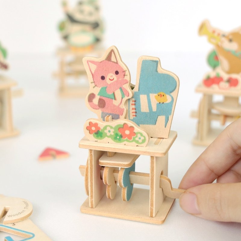 DIY模型玩具【木作小剧场-猫咪】交互式明信片 - 木工/竹艺/纸艺 - 木头 粉红色