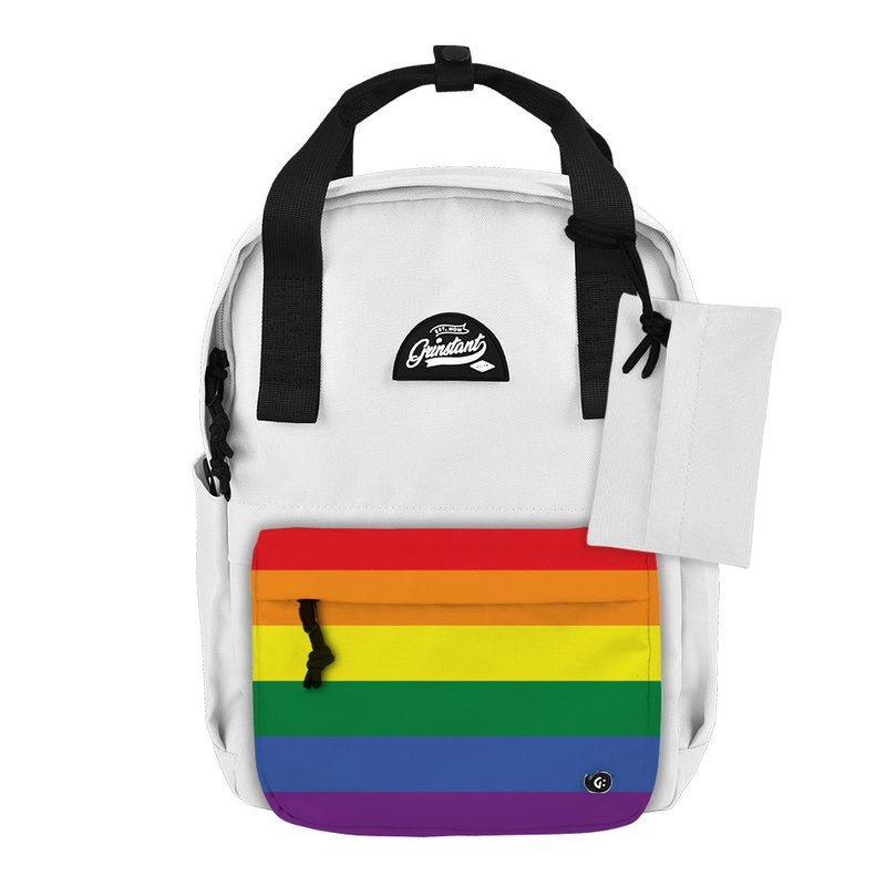 Grinstant混搭可拆组式13寸后背包 - LGBT彩虹限定版 (白色) - 后背包/双肩包 - 聚酯纤维 白色