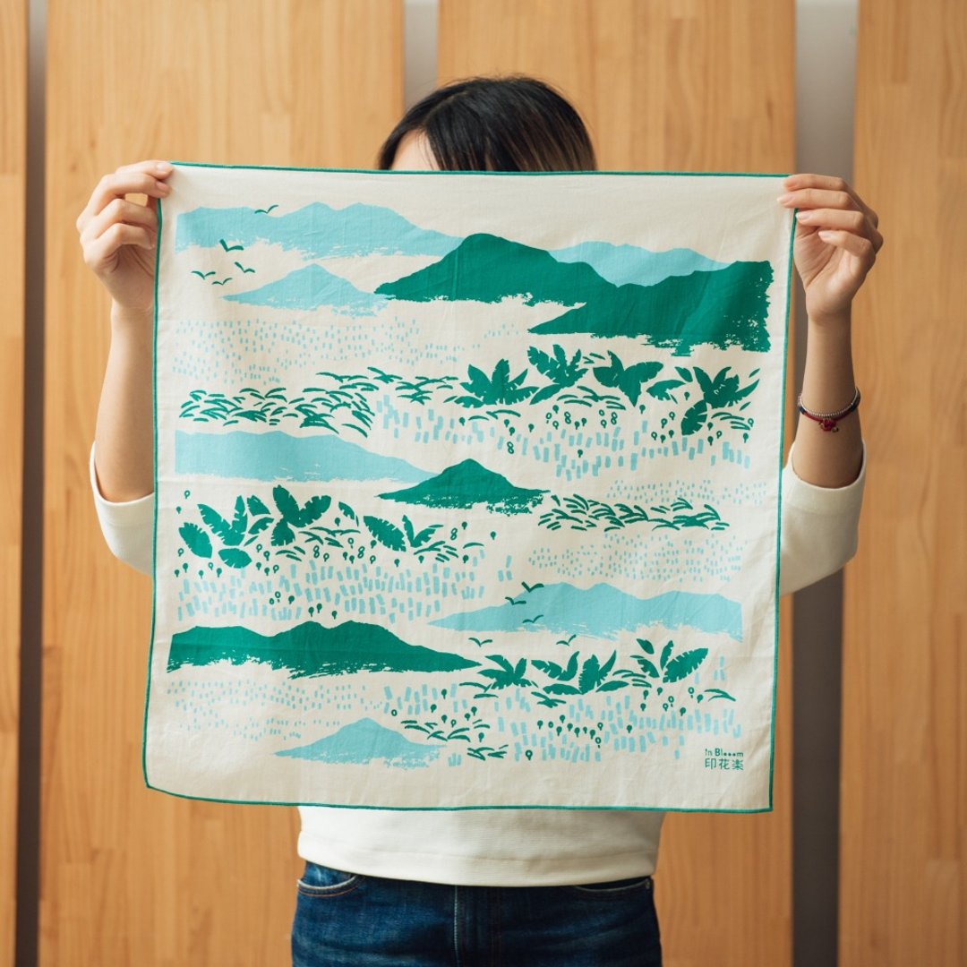 包布巾-50x50/杂花/纵谷绿 - 手帕/方巾 - 棉 多色