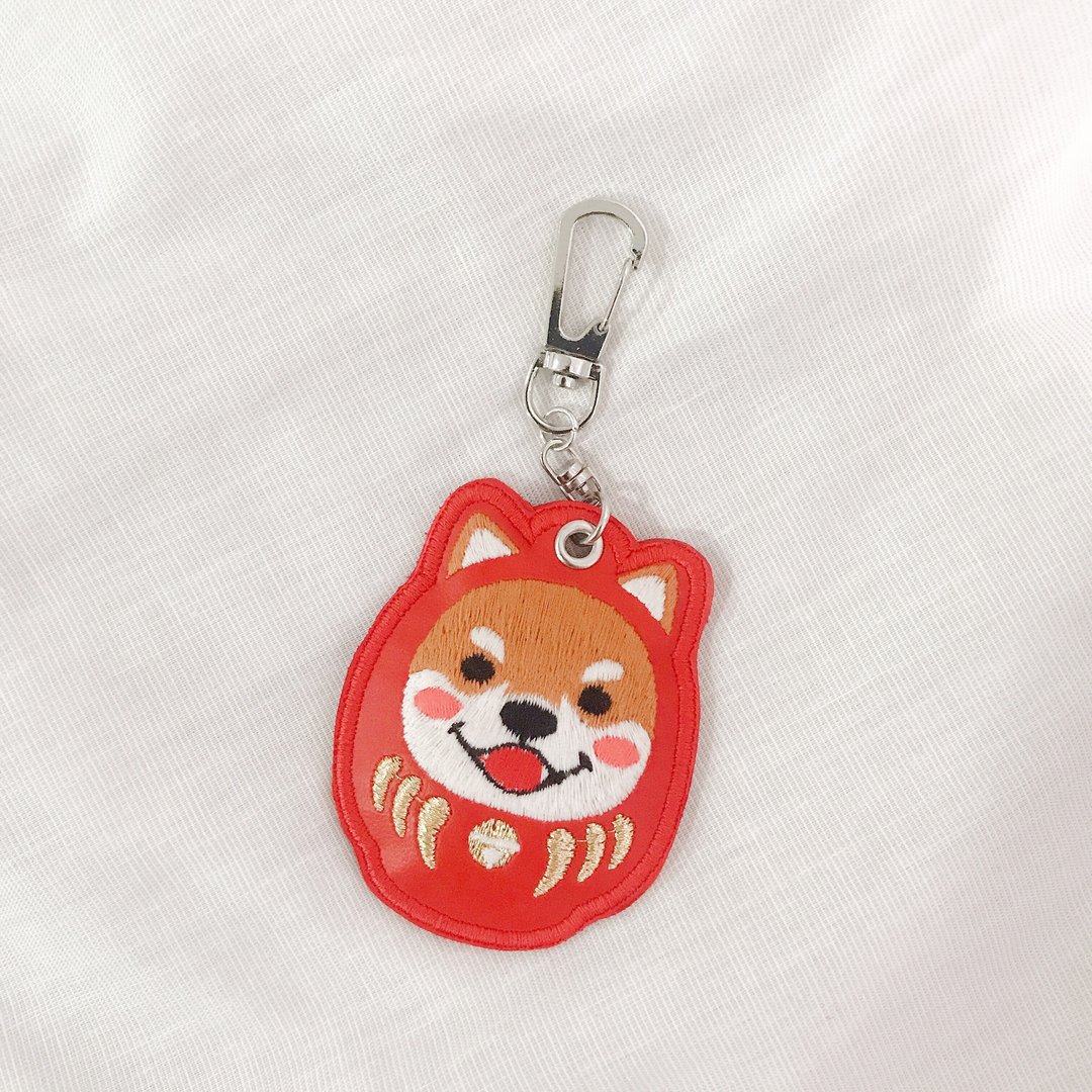 不倒翁柯基犬 Corgi  刺绣 钥匙圈 - 钥匙链/钥匙包 - 棉 红色