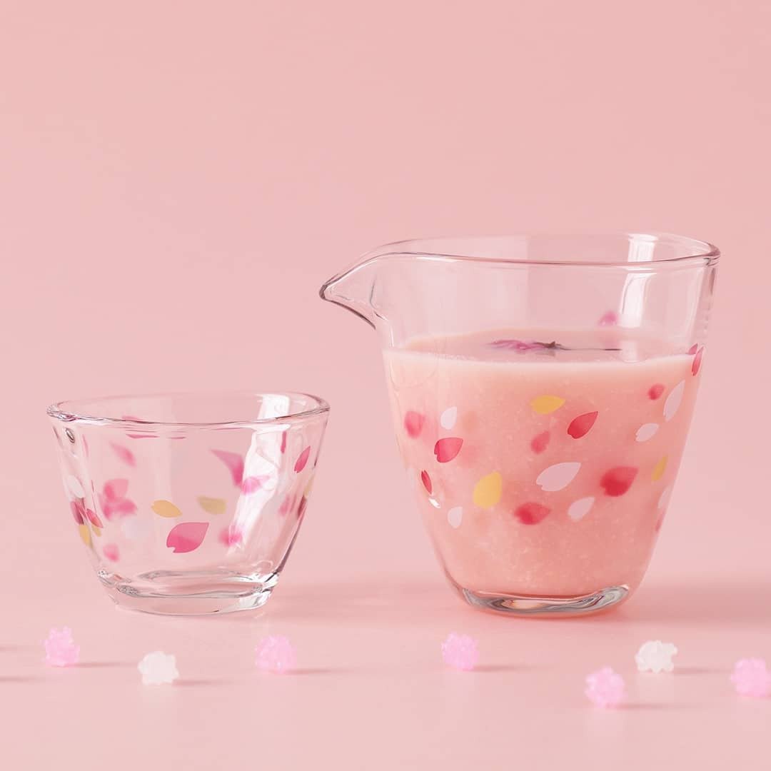 日本ADERIA TEBINERI HARUIRO 樱花1壶2杯组 - 酒杯/酒器 - 玻璃 粉红色