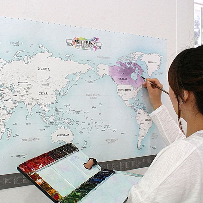 indigo-世界地图海报(改版-单张)-03着色版,IDG70350 - 地图 - 纸 蓝色