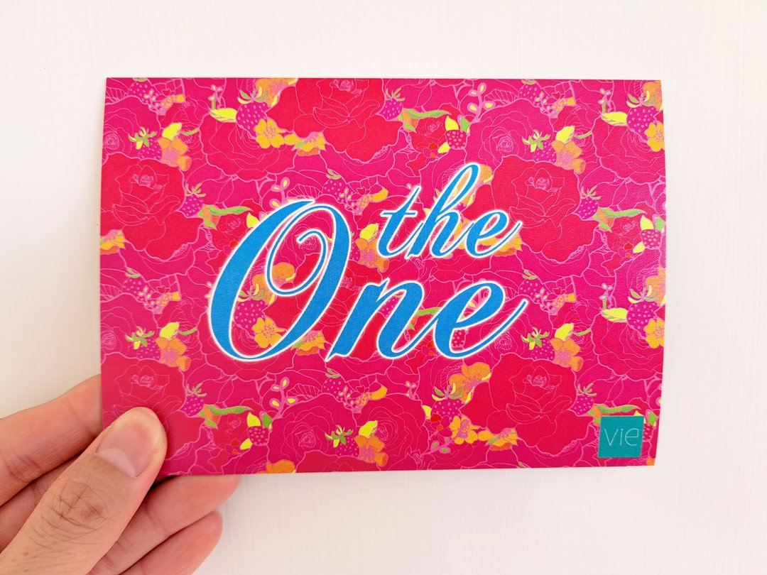 手绘印花图案卡片 - The One - 卡片/明信片 - 纸 粉红色
