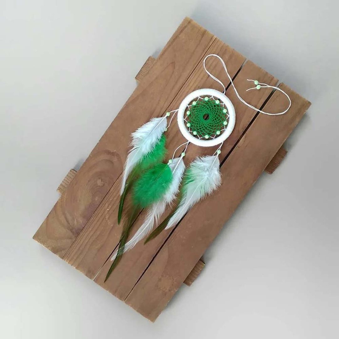 Small white dream catcher. Car dream catcher. White green dreamcatcher. - 其他 - 其他材质 白色