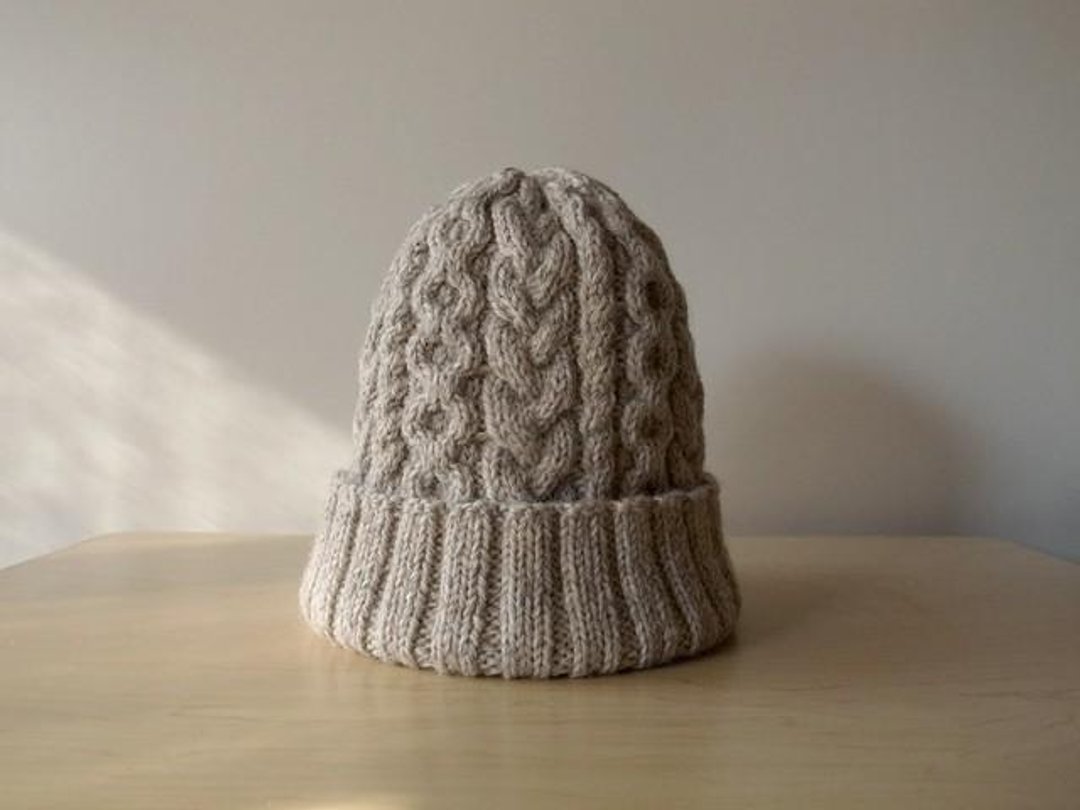 Aran 羊毛帽・燕麦色 knitted hat 订制生产 - 帽子 - 其他材质 灰色