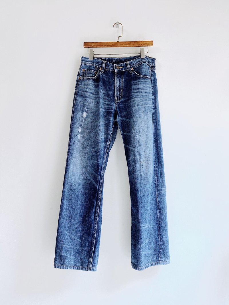levis / W32 L34 浅蓝破坏刷色 古着中腰丹宁牛仔长裤 vintage - 男士长裤 - 棉．麻 蓝色