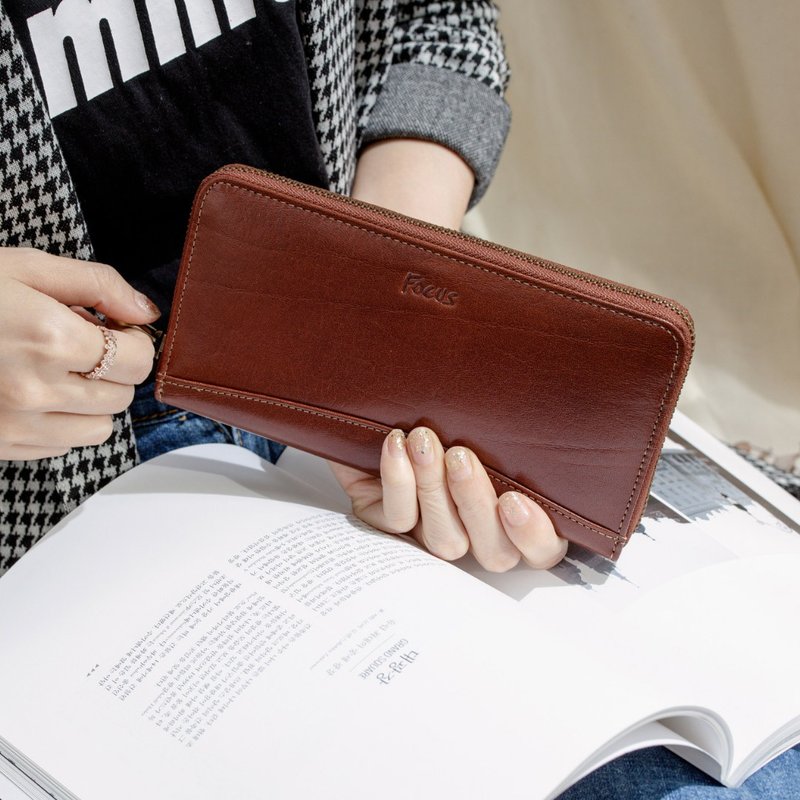 【圣诞礼物】真皮长夹 / 8卡大容量拉链零钱袋长夹 / 长夹钱包 - 皮夹/钱包 - 真皮 