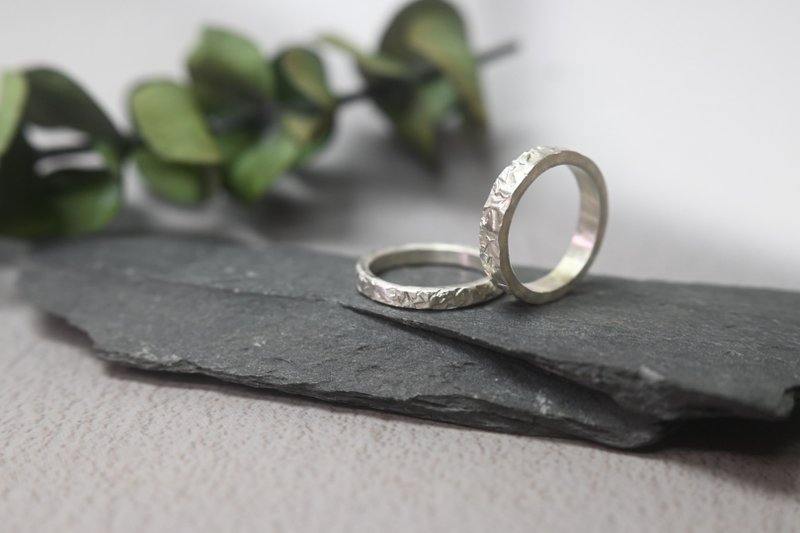 岩石纹纯银戒指 - 戒指 - 纯银 银色