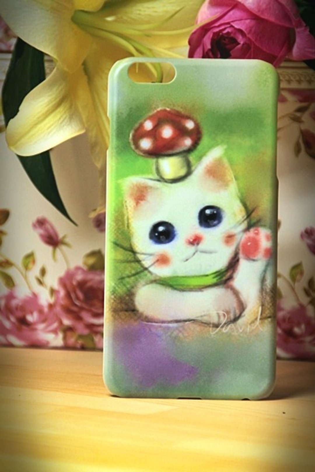 s016期待好天气 大卫画猫  iPhone(i5.i6s,i6splus.I7.I7plus)/Android(Samsung三星, HTC, Sony) 设计师款 手机壳/保护套/ 猫咪 猫 手机壳 - 手机壳/手机套 - 塑料 金色