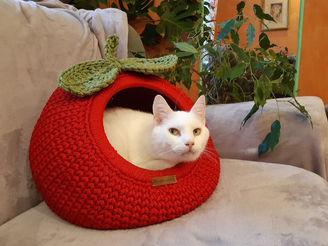 猫屋 猫洞 钩针宠物床 猫沙发 - 床垫/笼子 - 聚酯纤维 