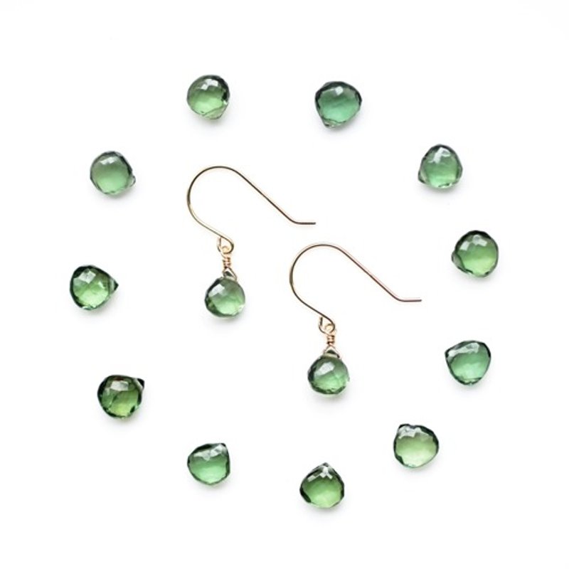 14KGF绿磷灰石栗色切割耳针Jane - 耳环/耳夹 - 宝石 绿色
