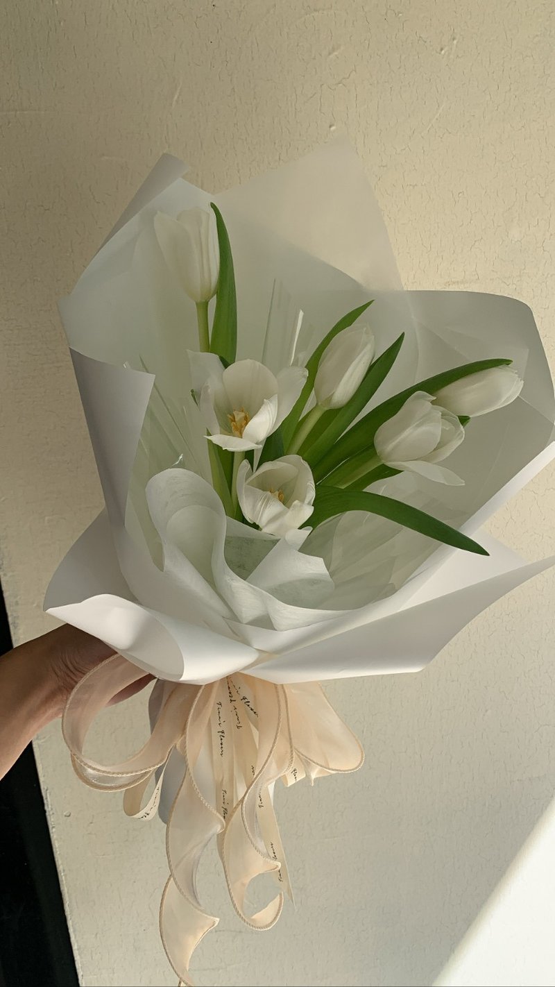 鲜花 白色郁金香花束 - 植栽/盆栽 - 植物．花 白色