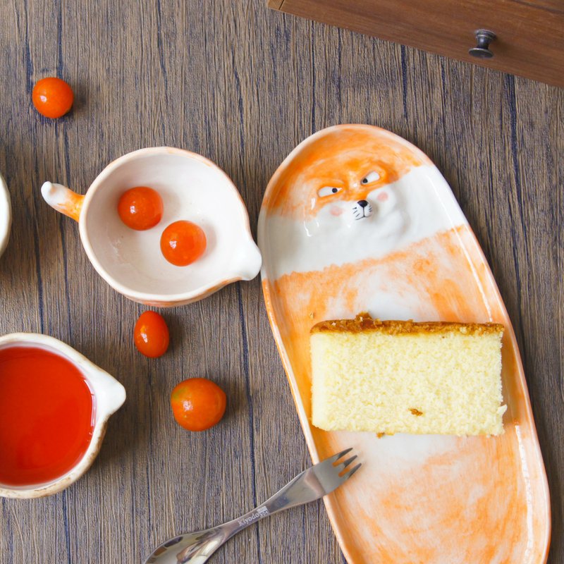 【陶瓷盘-长盘】 瓷器盘 动物盘 - 盘子/餐盘/盘架 - 瓷 橘色