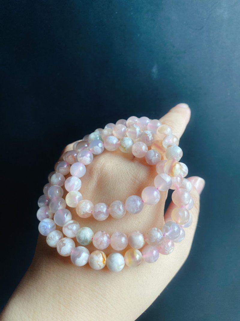 孤品 永恒的花 樱花玛瑙 多圈 果冻 水中花 手链 天然石 礼物 - 手链/手环 - 水晶 多色
