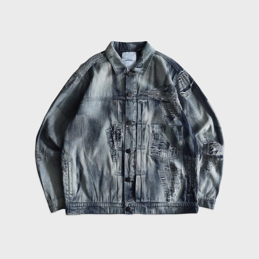 DYCTEAM -  Ice block pattern Jacquard work jacket - 男装外套 - 其他材质 蓝色