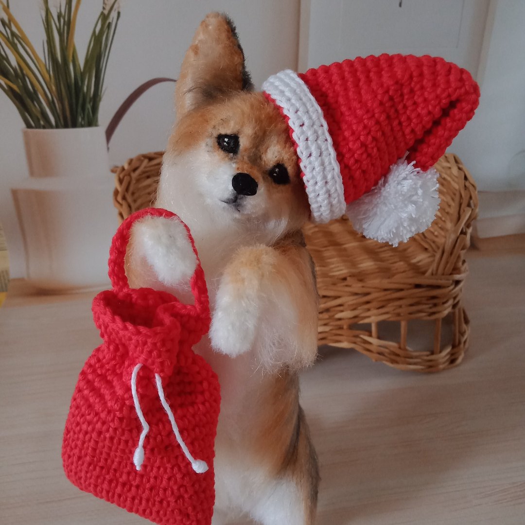 9 inches height Ready to ship Miniature realistic crochet long-haired Chihuahua - 玩偶/公仔 - 其他材质 咖啡色