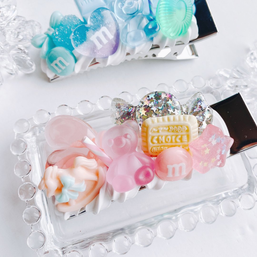 hair clip, hair accessory, fake sweets,fruit,fake food, food sample, present,swe - 发饰 - 粘土 粉红色