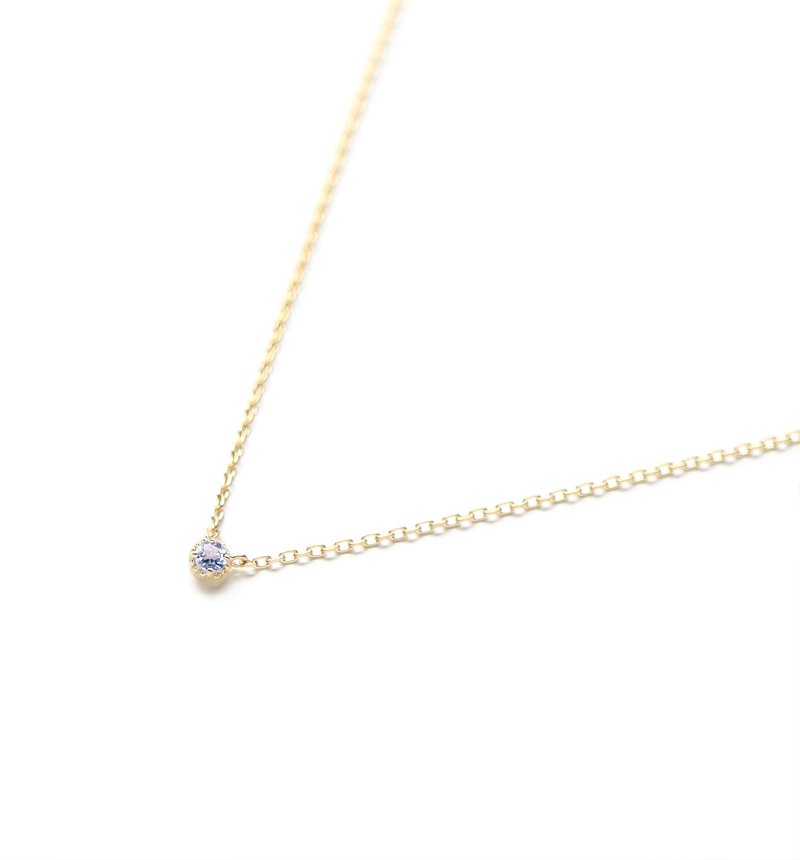 December Birthstone K10 Tanzanite Single Necklace ~Petela~ (K18 Changeable) - 项链 - 宝石 紫色