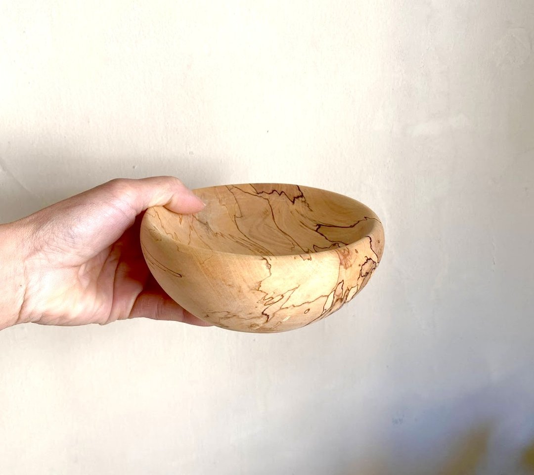 栃木碗 Φ14cm 斑驳木纹，纹理之美 - 碗 - 木头 白色