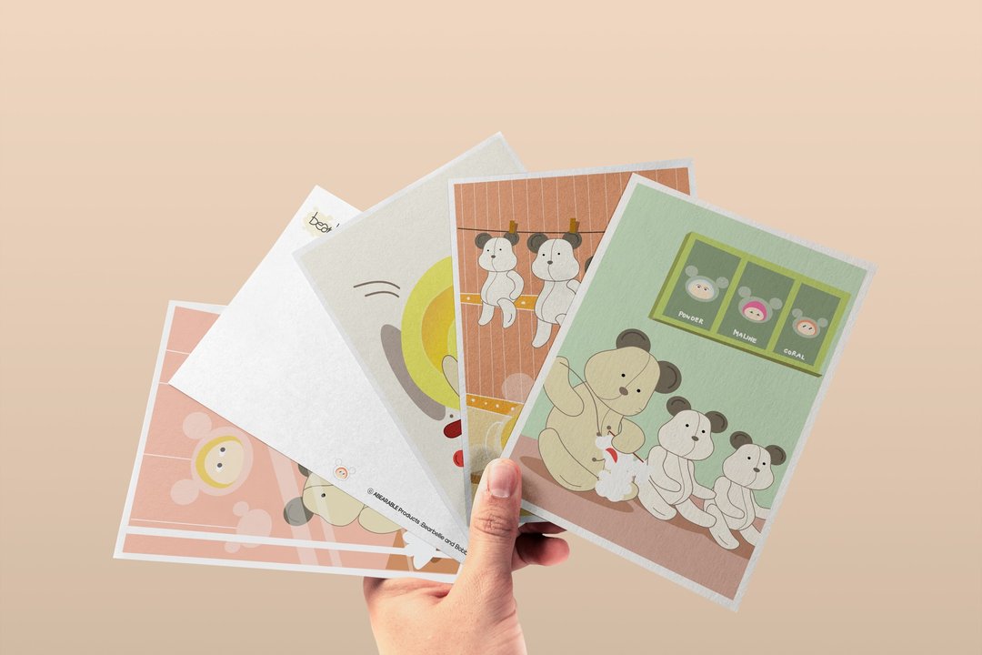 Bearbelllie 和 Bobby，明信片组 5+1 - 卡片/明信片 - 塑料 白色