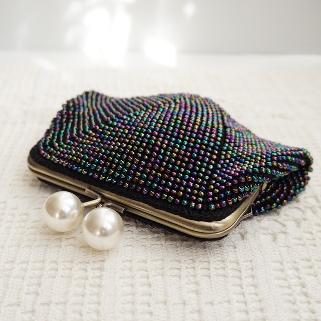 Ba-ba handmade Beads crochetpouch No.1845 - 化妆包/杂物包 - 其他材质 黑色