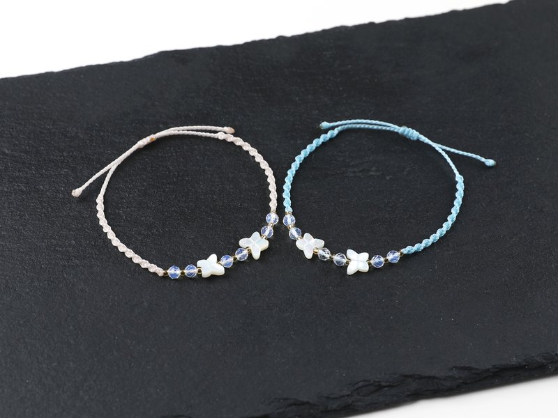 蝴蝶珍珠母贝欧泊石编织手链 - 手链/手环 - 蜡 多色