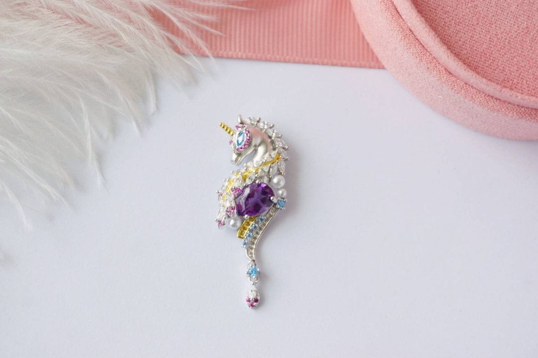 Natural Amethyst Pendant and Necklace Silver925 - 项链 - 纯银 紫色