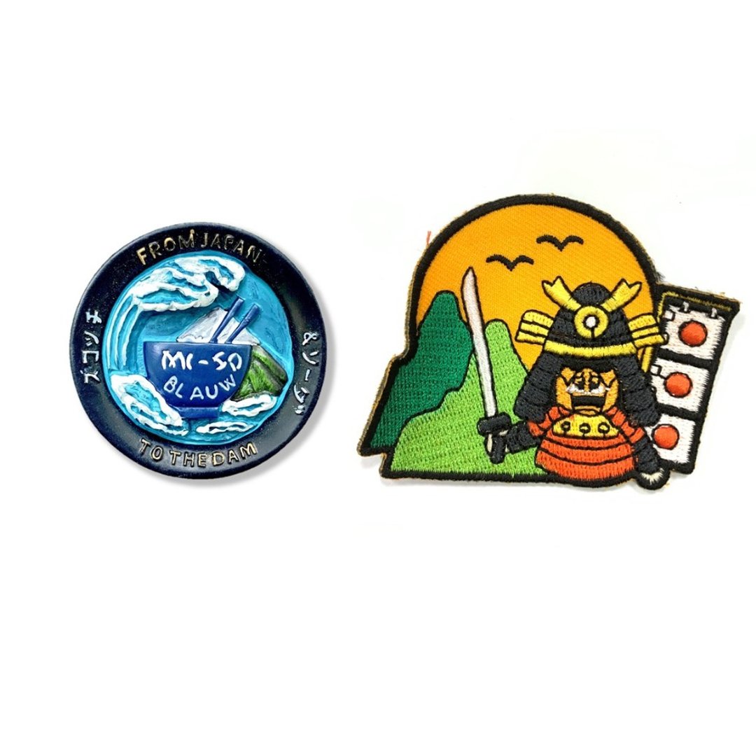 日本富士山味增留言板磁力贴+日本 Q版 古战士补丁【2件组】磁铁 - 冰箱贴/磁贴 - 橡胶 多色