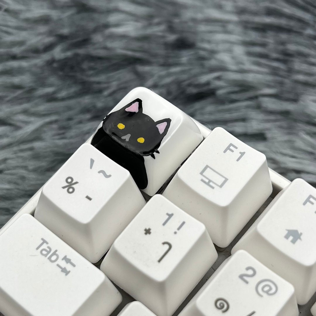 XDA keycap black cat (yellow eyes) - 电脑配件 - 塑料 白色