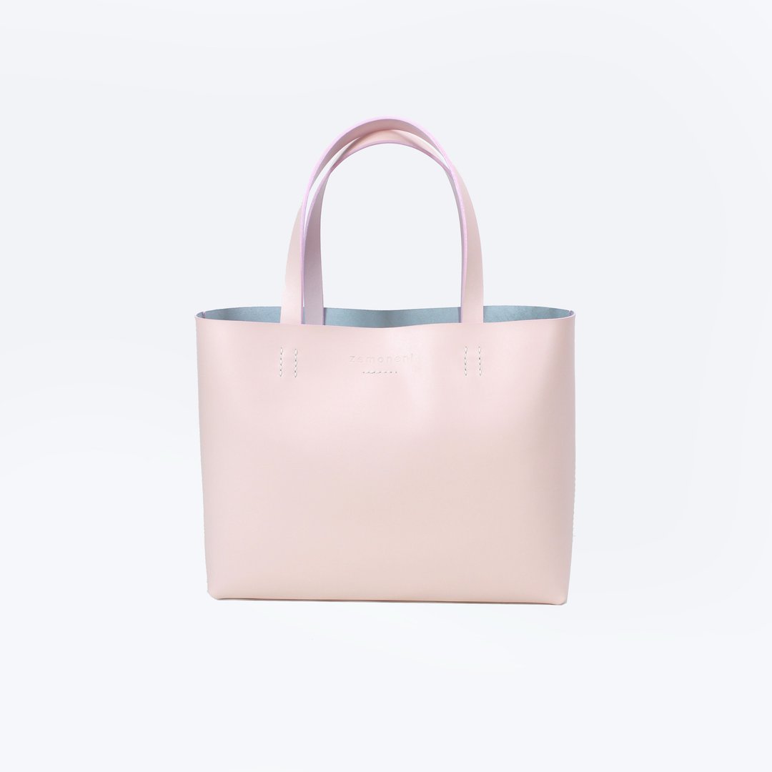 zemoneni 手作 橘粉色 灰粉色 tote bag 大托特包 大型 L - 手提包/手提袋 - 真皮 粉红色