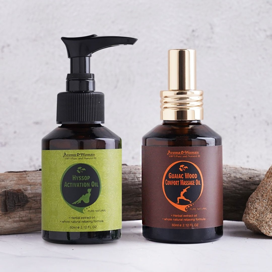 牛膝草舒缓修复精油60ml(凉感)+愈创木舒活按摩精油60ml(温热感) - 身体护肤/按摩油 - 其他材质 咖啡色