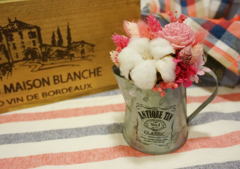 *粉色乡村风铁罐花礼* 干燥花 花艺 - 植栽/盆栽 - 植物．花 粉红色