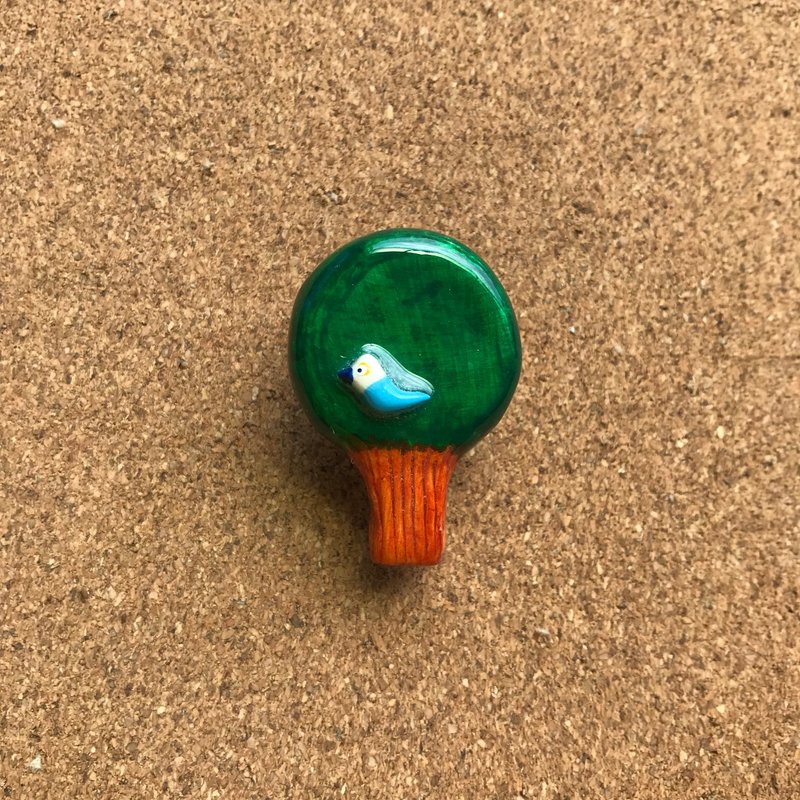 mini brooches - 树上的小鸟叫- A款 - 胸针 - 粘土 绿色
