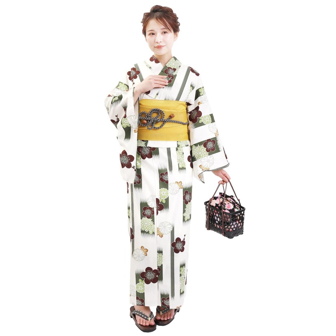 日本 和服 女性 梭织 浴衣 腰封 2件组 F Size x40-21a yukata - 其他 - 棉 蓝色
