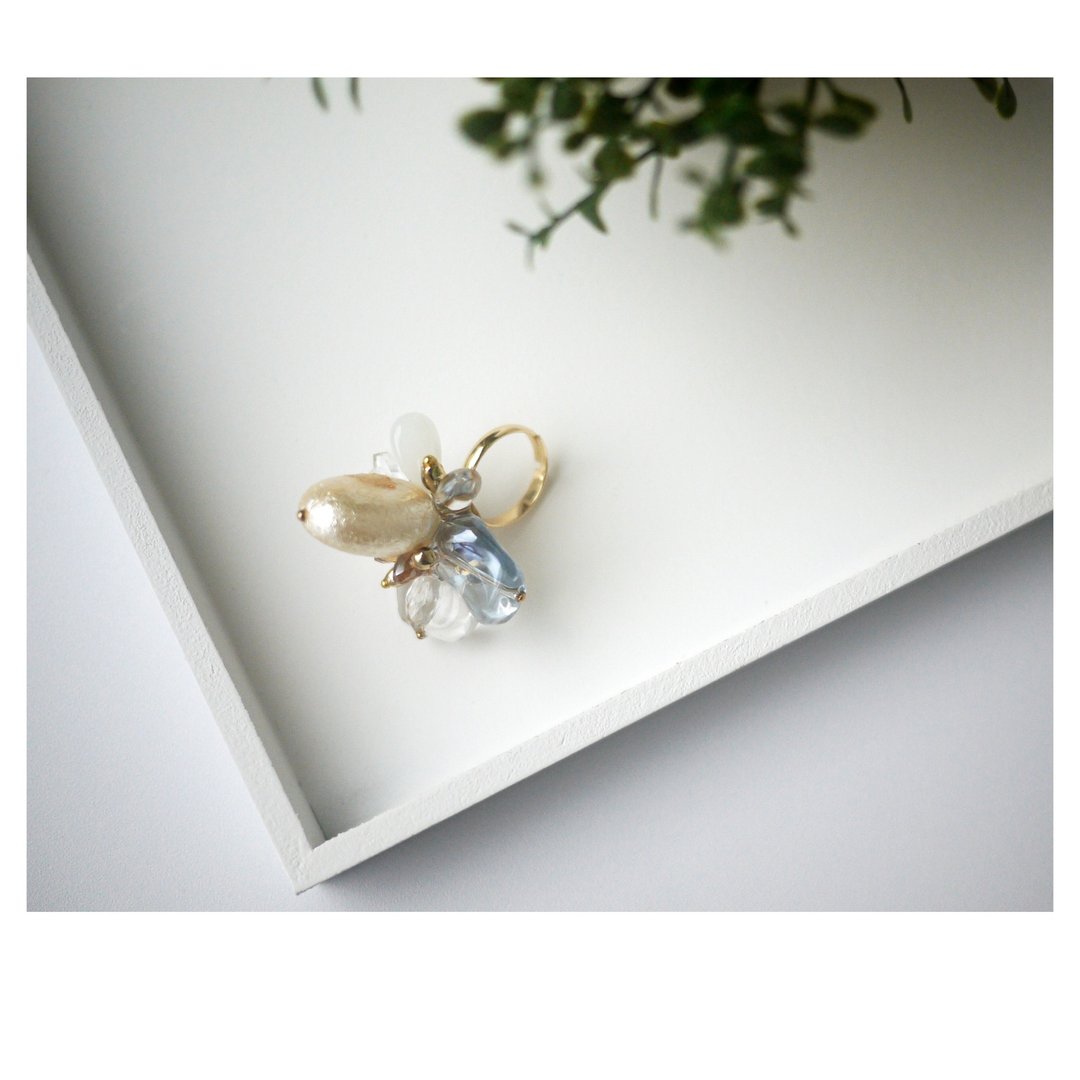 冰花 - 造型戒指 | 玻璃细工饰品 | statement ring | 可调式 - 戒指 - 其他材质 透明