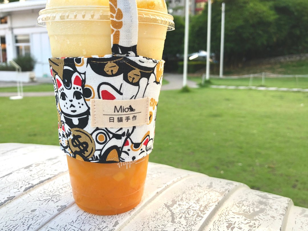 【日系限定】(黑)招财猫-日系手作杯套/饮料提袋 - 随行杯提袋/水壶袋 - 其他材质 黑色