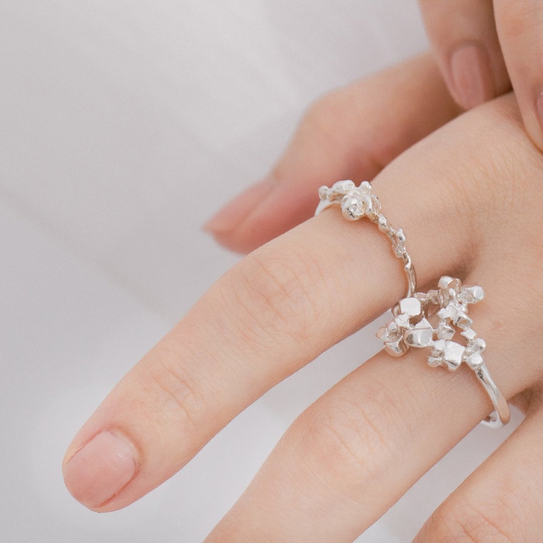 晶簇结戒指 Cluster clot ring 925纯银 - 戒指 - 银 银色