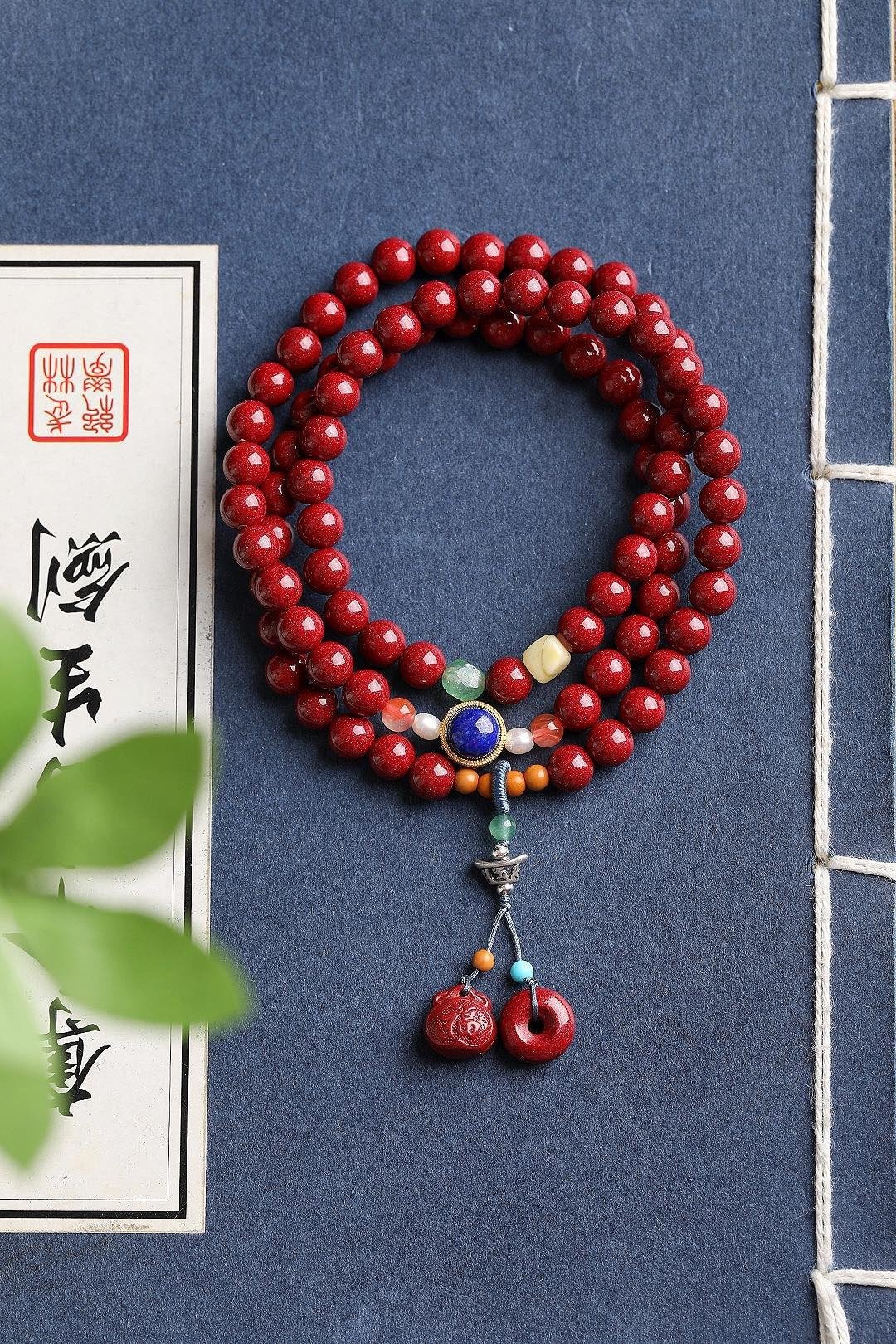 天然原矿朱砂精品紫金砂三圈手链 含量高达95%以上 - 手链/手环 - 宝石 