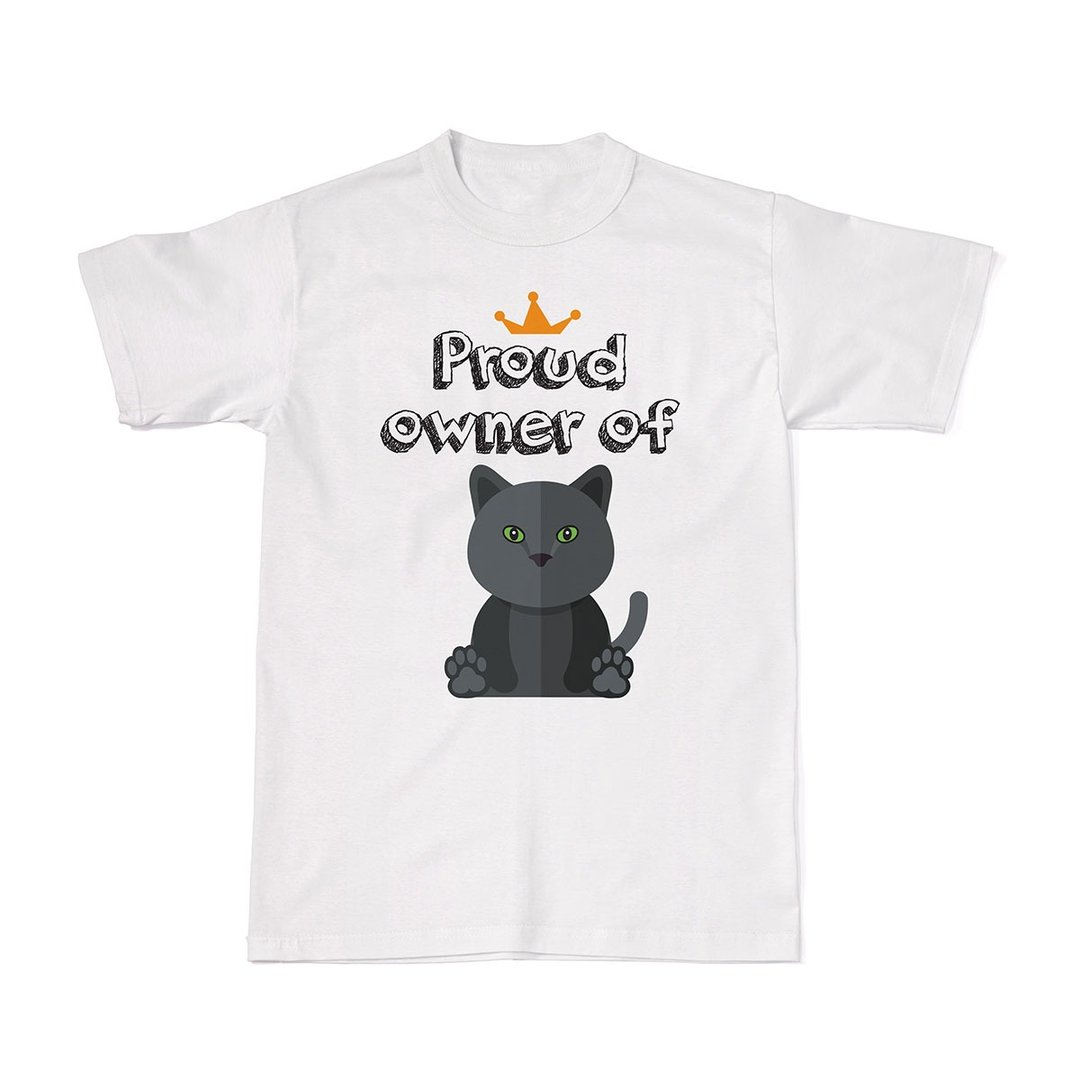 Proud Cat Owners Tees - Russian Blue Cat - 女装 T 恤 - 棉 白色