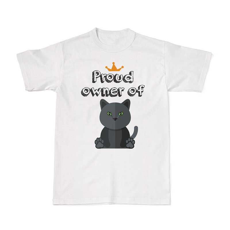 Proud Cat Owners Tees - Russian Blue Cat - 女装 T 恤 - 棉．麻 白色
