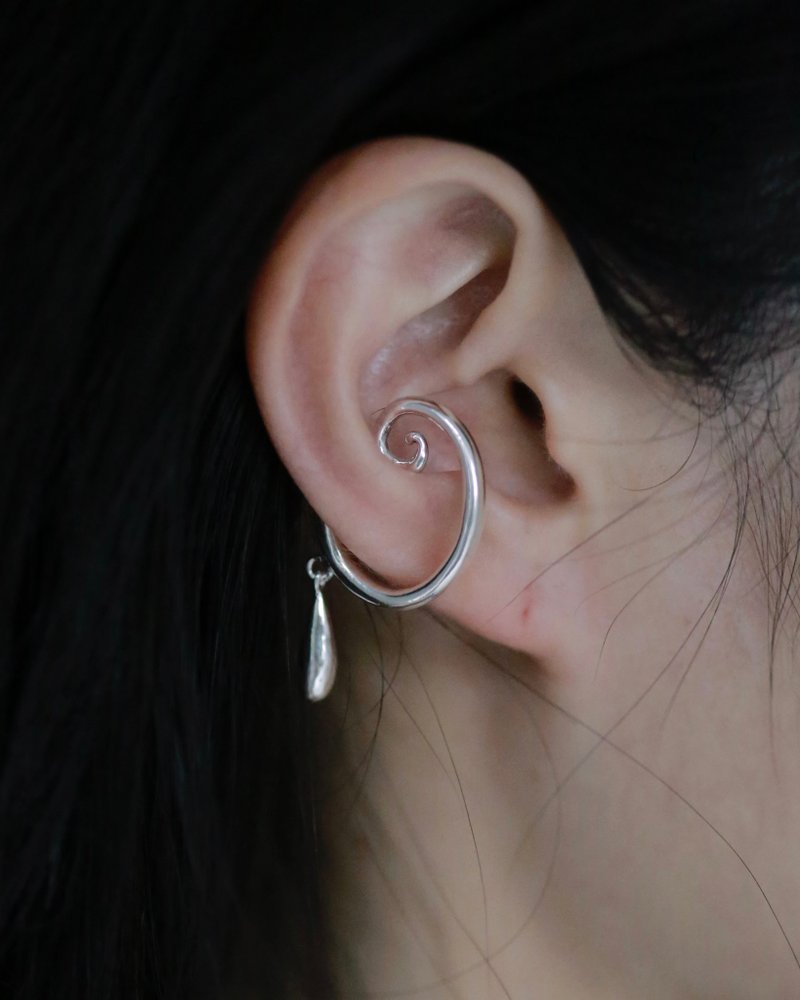 Abyssal Eddies Ear Cuff | 渊洄耳骨夹 - 耳环/耳夹 - 纯银 银色